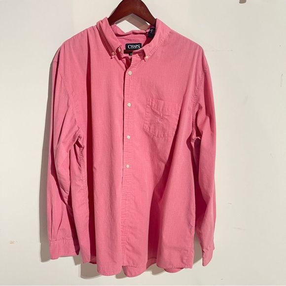 CHAPS pink button down long sleeve casual shirt - Picture 3 of 10